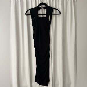 Nicole Miller black tee length dress, size P, very lightly worn
